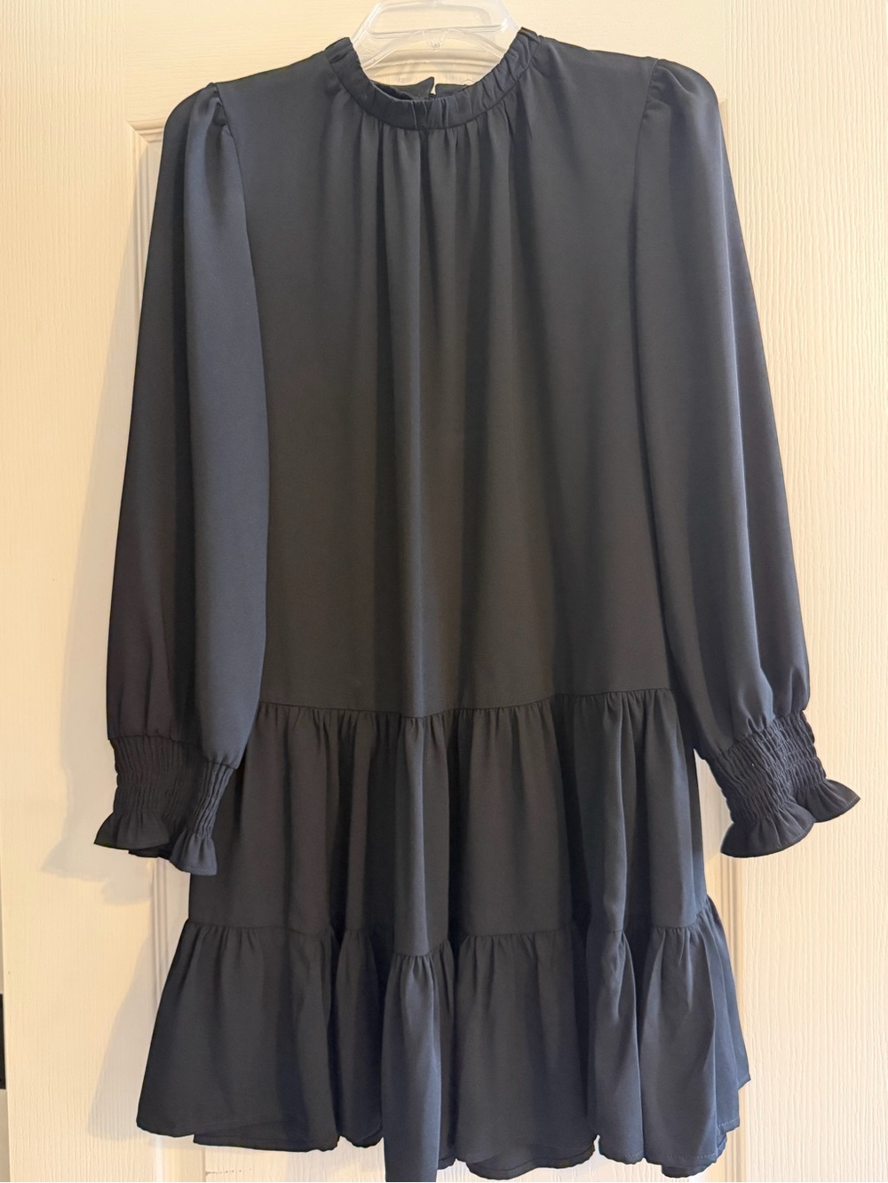Nine West Black Long-Sleeve Tiered Mini Dress